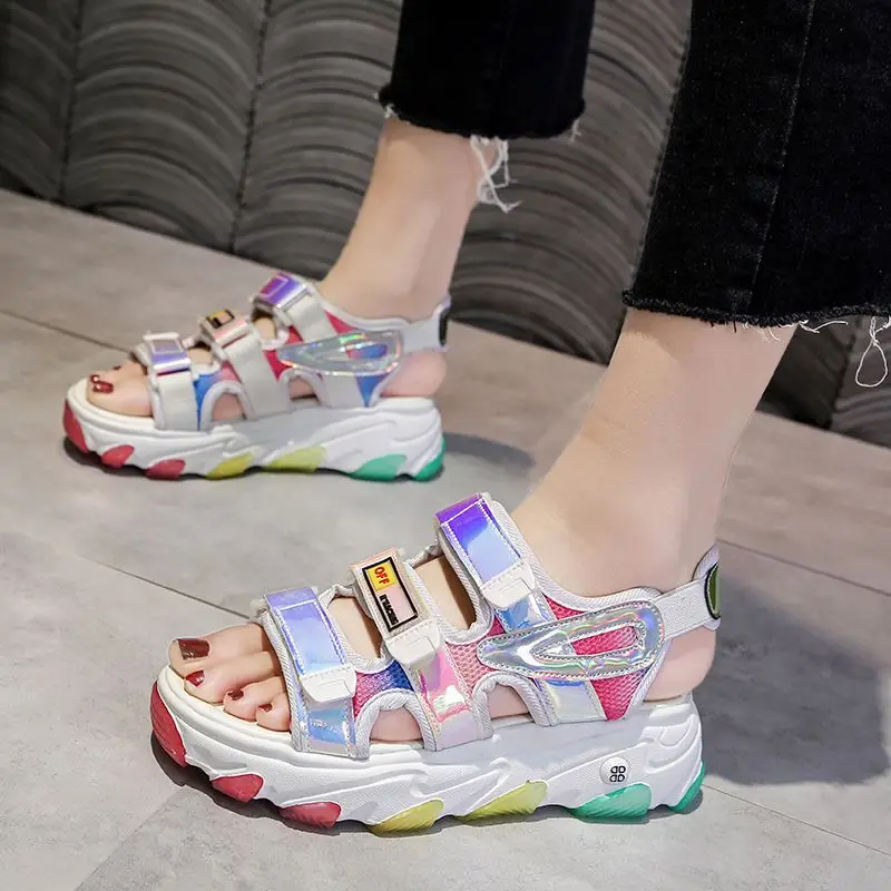 Rainbow bottom muffin shoes Ladies Breathable Peep-toe Sandals Fashion Flat Casual Shoes Bright walking shoes
Rainbow bottom muffin shoes Ladies Breathable Peep-toe Sandals Fashion Flat Casual Shoes Bright walking shoes