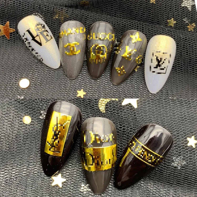 Custom Brand 3D LOGO Gold Flowers Nail Decals Bronzing Luxury Nail Art Stickers for Fake Nail Salon Design Decorations
Custom Brand 3D LOGO Gold Flowers Nail Decals Bronzing Luxury Nail Art Stickers for Fake Nail Salon Design Decorations