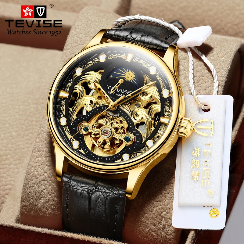 TEVISE T820D Men's Hollow Dial Moon Phase Mechanical Business Casual Watch, 5 colors
TEVISE T820D Men's Hollow Dial Moon Phase Mechanical Business Casual Watch, 5 colors