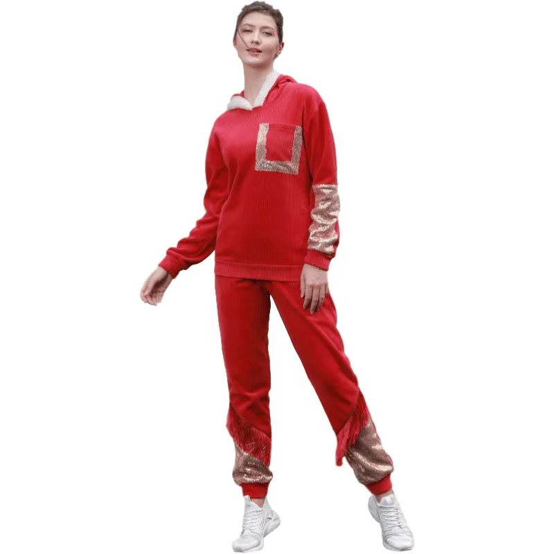 Velvet custom jogging suits with logo sport wears with tassel chic fitness hoodie sequin tracksuit 2piece set woman, Three colors
Velvet custom jogging suits with logo sport wears with tassel chic fitness hoodie sequin tracksuit 2piece set woman, Three colors