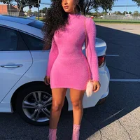 Sexy Skinny Keep Warm Stretch Pink Sweater Mini Dress Women 2019 Autumn Winter Long Sleeve Slim Pencil Dress Vestidos
Sexy Skinny Keep Warm Stretch Pink Sweater Mini Dress Women 2019 Autumn Winter Long Sleeve Slim Pencil Dress Vestidos