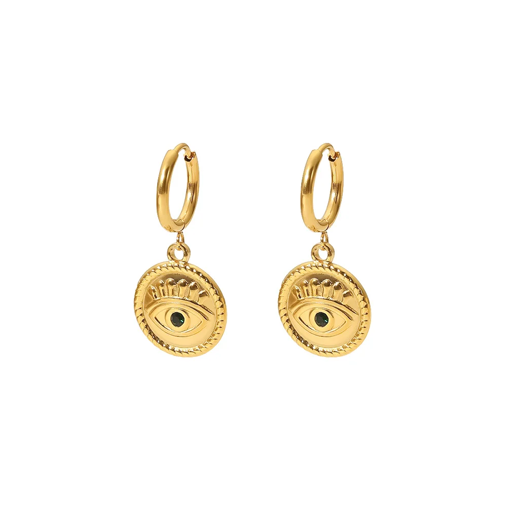 New 18K Gold Plated Stainless Steel Hoop Jewelry Gift Cubic Zirconia Round Pendant Hoop Earrings
New 18K Gold Plated Stainless Steel Hoop Jewelry Gift Cubic Zirconia Round Pendant Hoop Earrings
