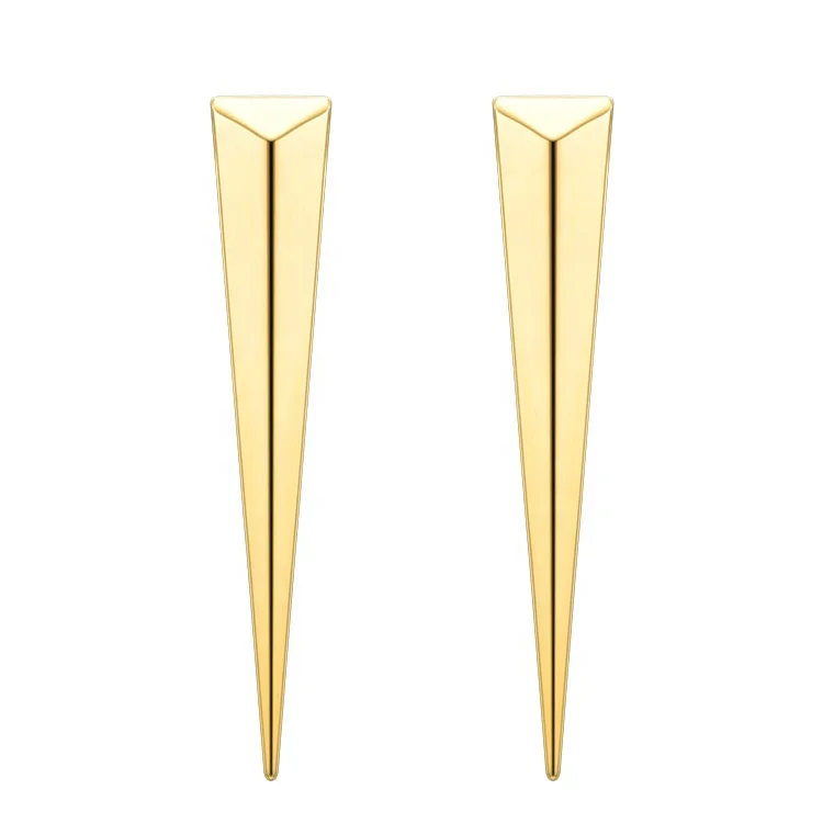 

Latest High Quality 18K Gold Plated Stainless Steel Jewelry Punk Triangle Long Earring Ear Studs Dangle E5151