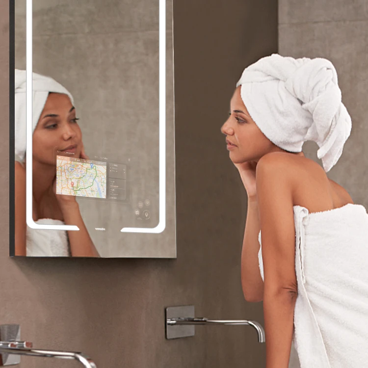 Vercon excellent new item bathroom smart mirrors touch screen smart mirror bathroom mirrors shower room with waterproof & TV
Vercon excellent new item bathroom smart mirrors touch screen smart mirror bathroom mirrors shower room with waterproof & TV