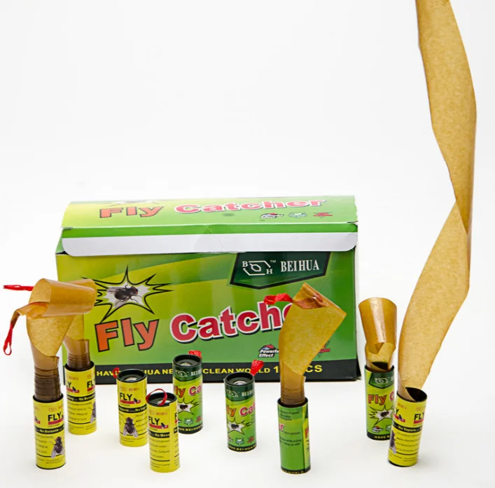 

top quality Trap Sticky Flies Catcher Ribbons Strips Hanging Fly Paper Ribbons Flying Glue