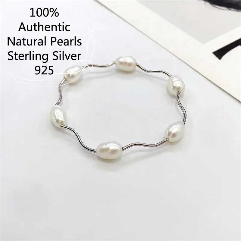100% real 925 Sterling Silver Bangles Baroque Natural White Freshwater Pearl Bracelets for Girls Best Gifts Jewelry Elastic Size
100% real 925 Sterling Silver Bangles Baroque Natural White Freshwater Pearl Bracelets for Girls Best Gifts Jewelry Elastic Size