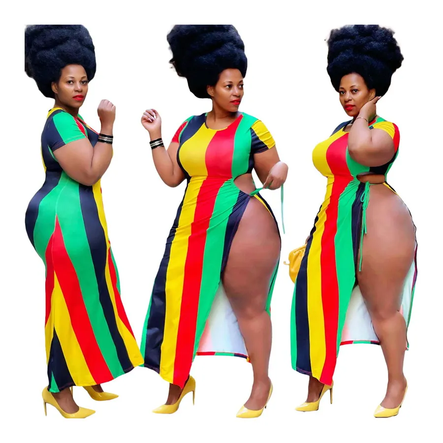 Foma Dresses P5086 women clubwear 4XL contrast color striped summer plus size sexy split maxi dress, 1 color
Foma Dresses P5086 women clubwear 4XL contrast color striped summer plus size sexy split maxi dress, 1 color