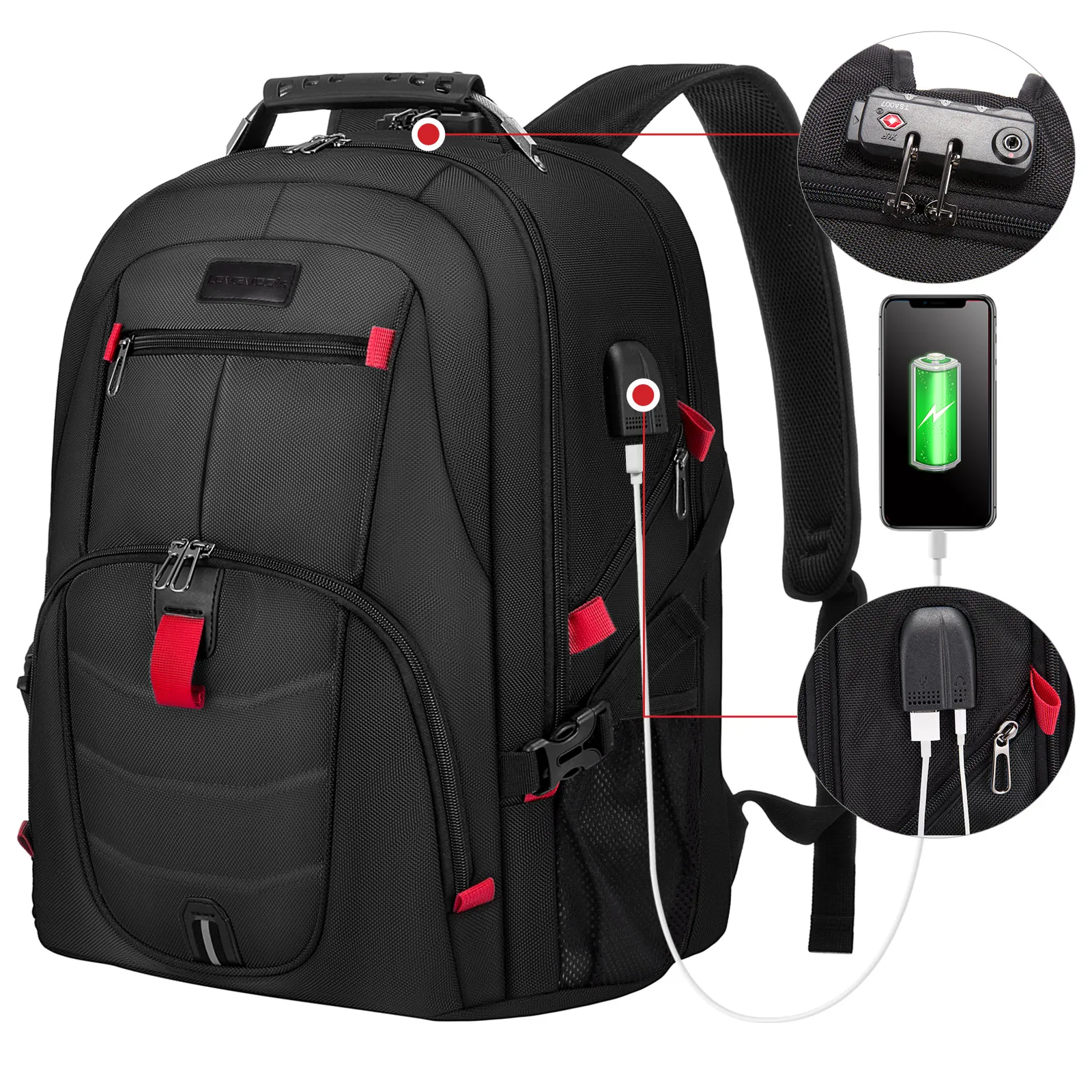 Large Capacity Waterproof Anti Theft 15.6 17 18 inch Laptop Backpacks with Lock and USB Port Travel Backpack Bags for Men Women
Large Capacity Waterproof Anti Theft 15.6 17 18 inch Laptop Backpacks with Lock and USB Port Travel Backpack Bags for Men Women