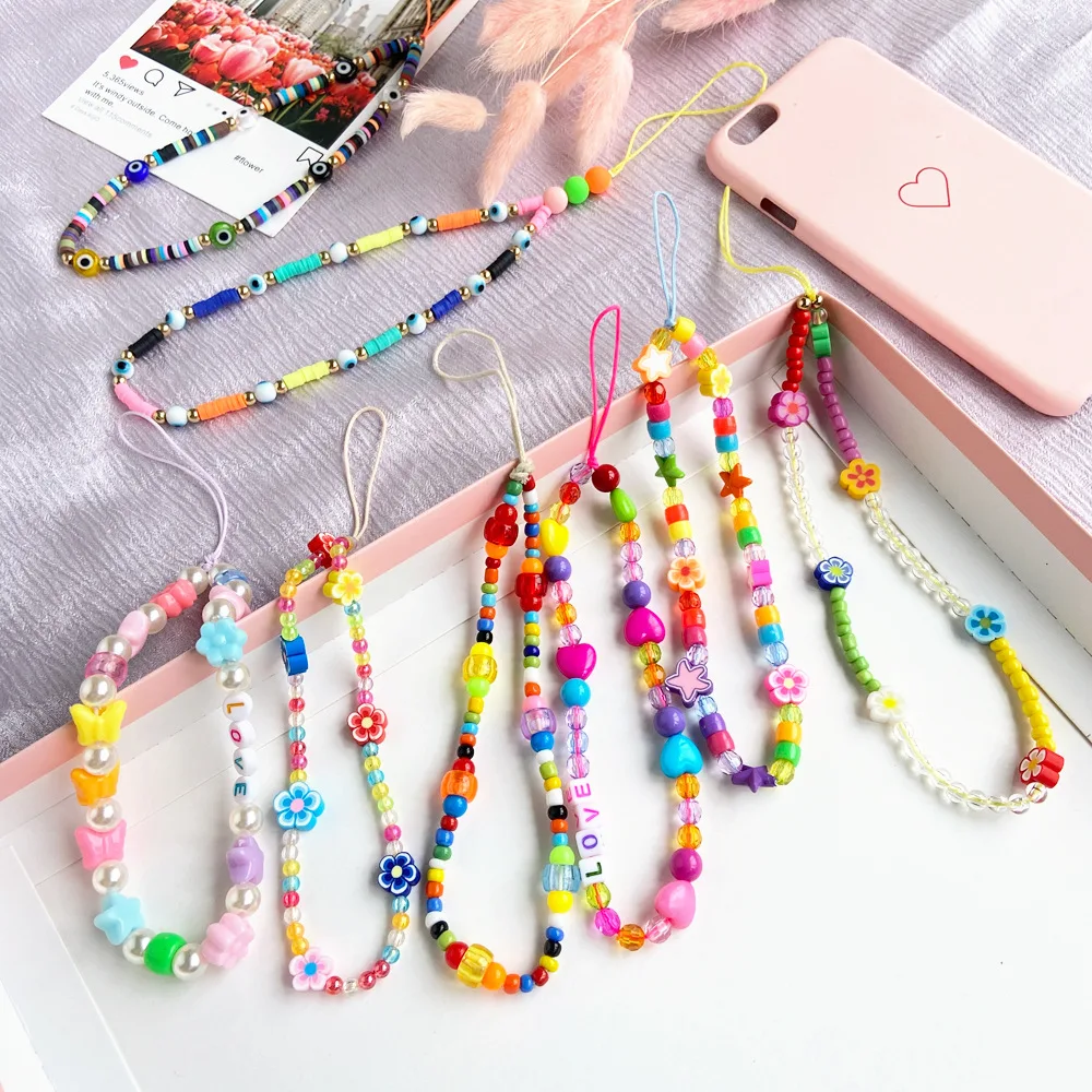 JUHU Ethnic style colored soft pottery mobile phone lanyard fruit flower heart star handmade beaded wristband mobile phone chain, Colorful
JUHU Ethnic style colored soft pottery mobile phone lanyard fruit flower heart star handmade beaded wristband mobile phone chain, Colorful