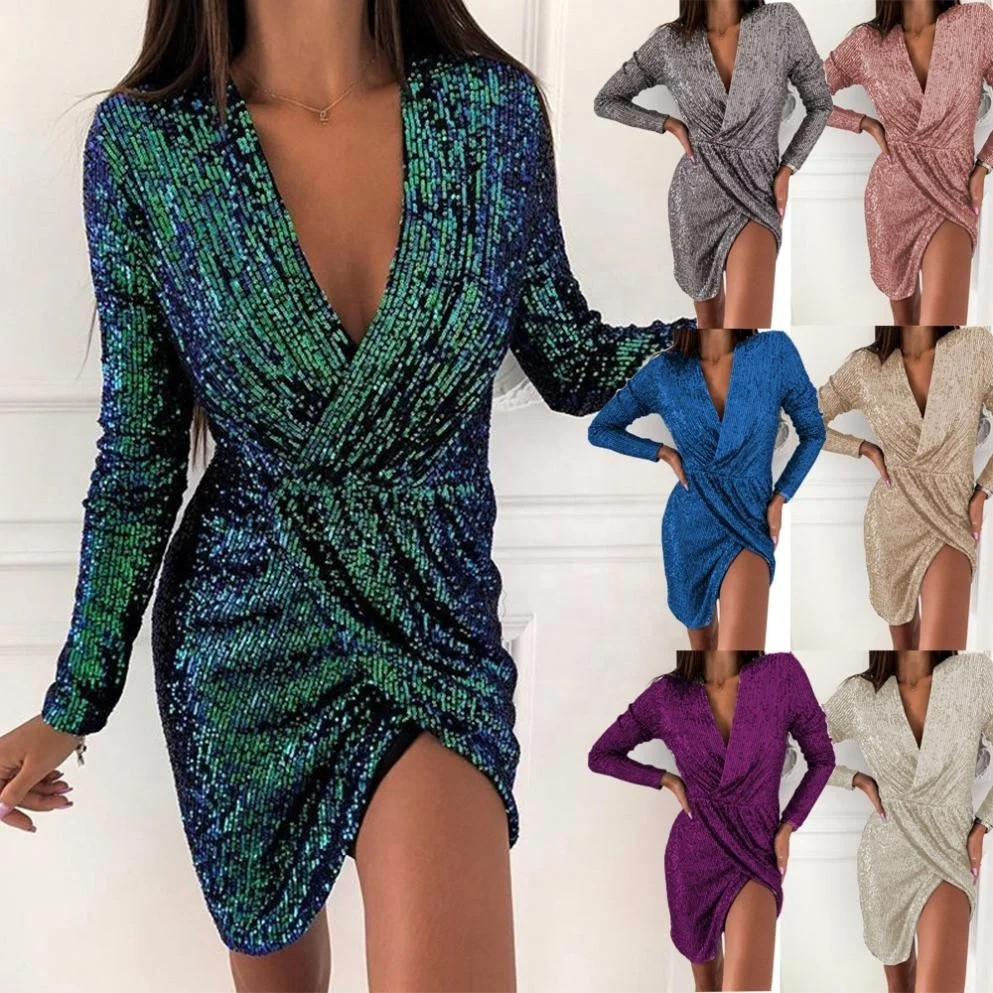VOOGUE Ladies Blingbling Bronzing Dress Long Sleeve V-Neck Mini Skirt Dress ., Shown
VOOGUE Ladies Blingbling Bronzing Dress Long Sleeve V-Neck Mini Skirt Dress ., Shown