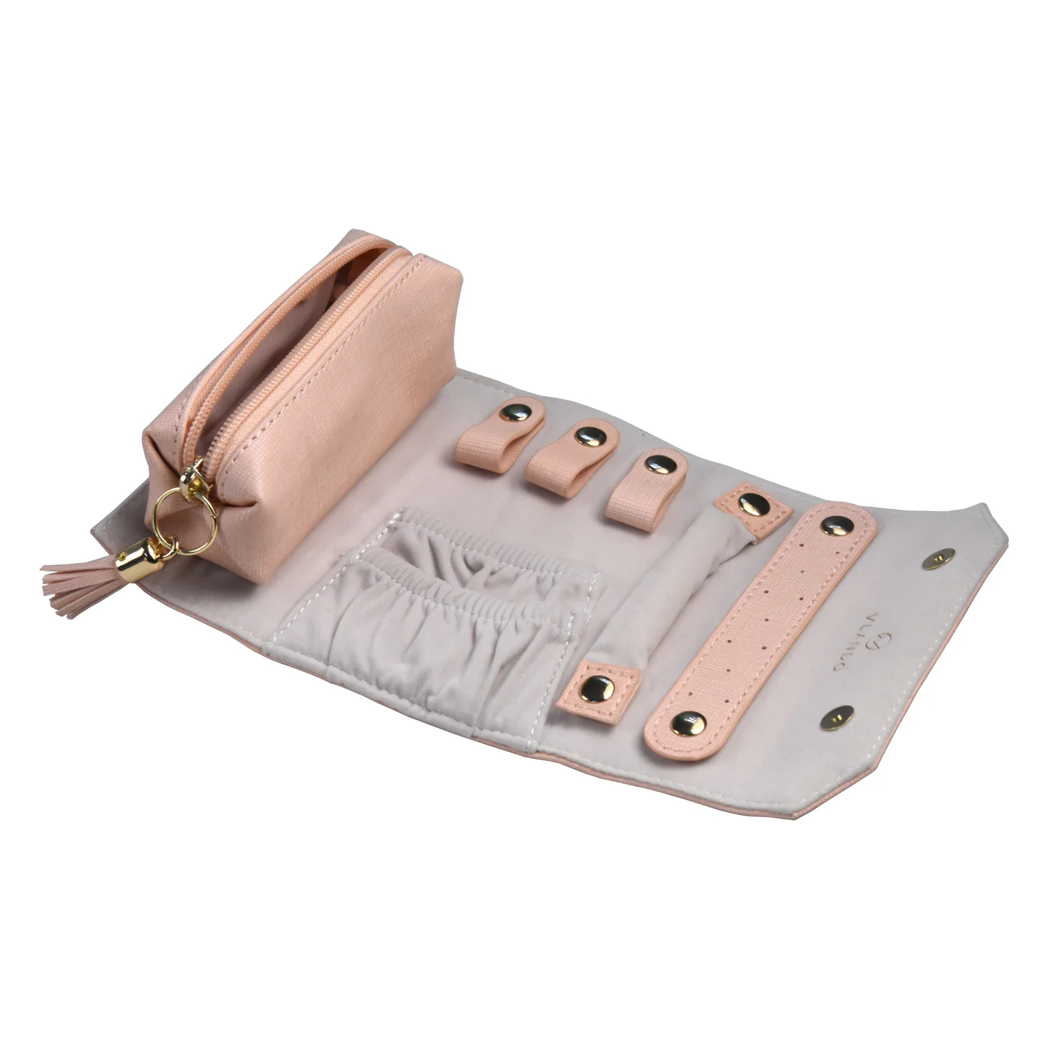 Custom luxury portable travel display velvet jewelry roll bag