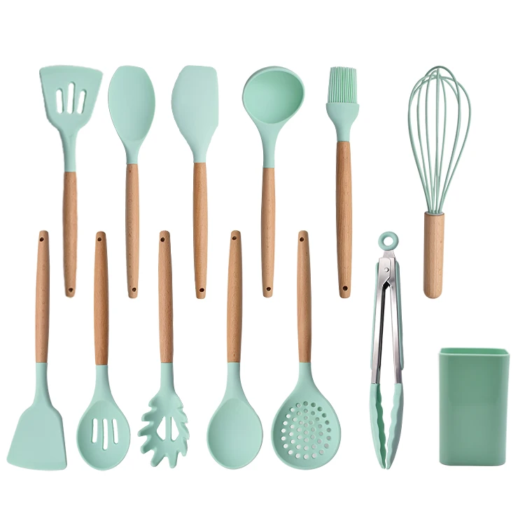 wholesale 12 pieces Non-Stick kitchen utensil cookware set with wooden handle plastic stand silicone cooking utensils, Mint green,pink,dark gray,blue
wholesale 12 pieces Non-Stick kitchen utensil cookware set with wooden handle plastic stand silicone cooking utensils, Mint green,pink,dark gray,blue
