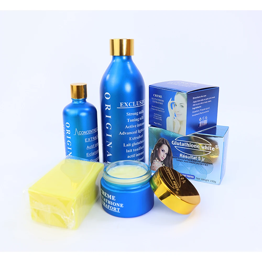 Factory Wholesale Blue Kit De Soins De La Peau Lait Gluta Original Fort Face Anti Aging Whitening Body Skin Care Set
Factory Wholesale Blue Kit De Soins De La Peau Lait Gluta Original Fort Face Anti Aging Whitening Body Skin Care Set