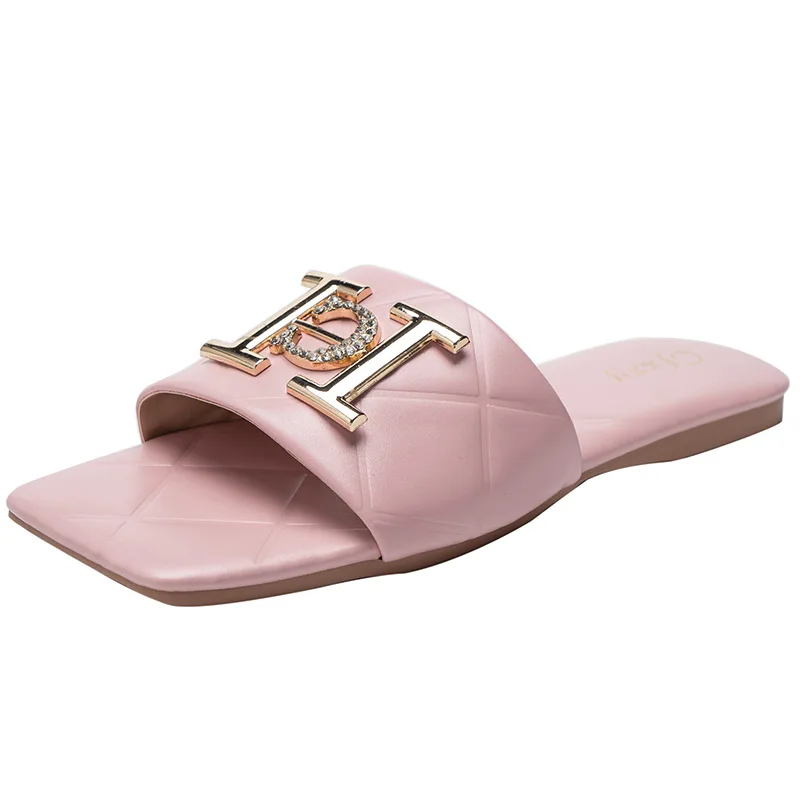 Fashion Rhinestone Women Slippers Metal Buckle Open Toe Women Slippers, Black pink brown
Fashion Rhinestone Women Slippers Metal Buckle Open Toe Women Slippers, Black pink brown