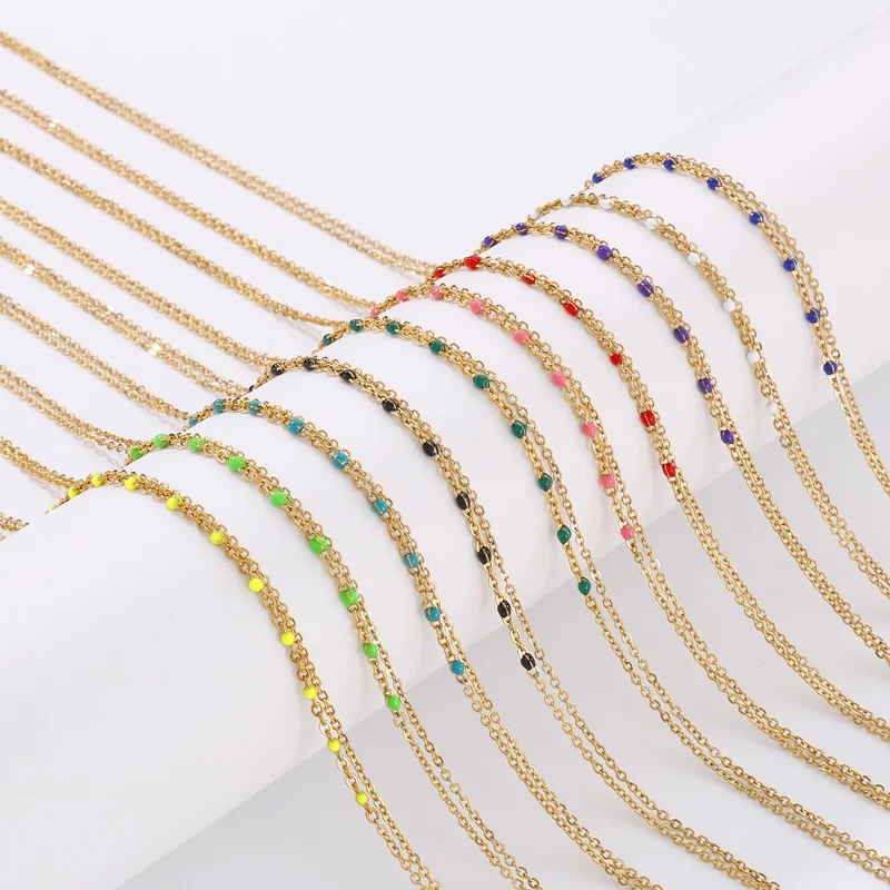 Kalen Temperament Double Chains Resin Enamel Necklace Bohemia Stainless Steel Fine Jewelry Necklaces
Kalen Temperament Double Chains Resin Enamel Necklace Bohemia Stainless Steel Fine Jewelry Necklaces