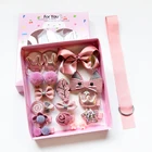 Elastics Hair Clips Bows Barrettes Hairpins Gift Box Set For Girls Toddler Kids 18PCS
