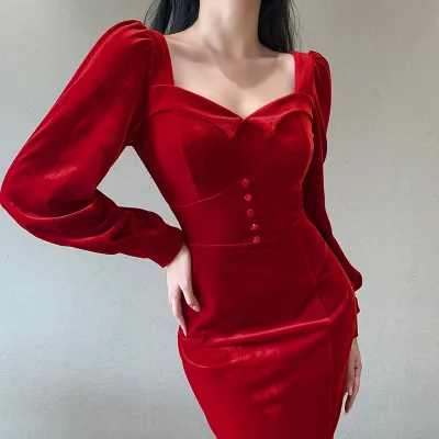 F11109A Fashionable lady sexy v neck long sleeve slim high slit party dress, Red/black
F11109A Fashionable lady sexy v neck long sleeve slim high slit party dress, Red/black