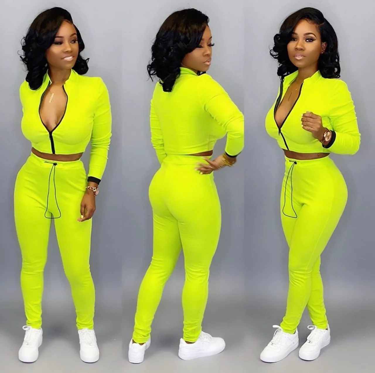Wefans 2020 Women V neck Zipper long-sleeved casual Sweat Suit Solid Skinny Pants jogger suit Two Piece Set sport tracksuit, 14colors
Wefans 2020 Women V neck Zipper long-sleeved casual Sweat Suit Solid Skinny Pants jogger suit Two Piece Set sport tracksuit, 14colors