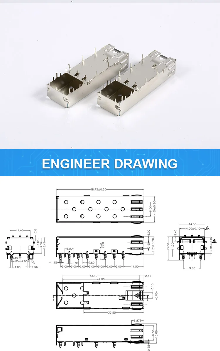 1*1 welding ports sfp cage connector