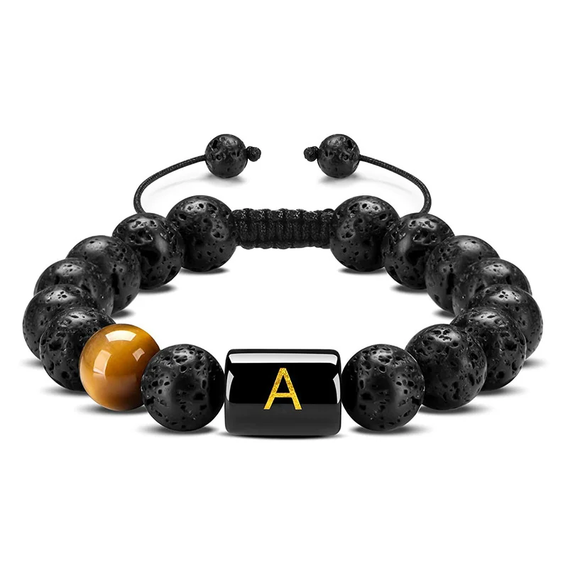 2022 Women High Quality Jewelry Black Lave Stone Beaded Bracelets Nations Stones Alphabet Letter Initial Charm Bracelet 
2022 Women High Quality Jewelry Black Lave Stone Beaded Bracelets Nations Stones Alphabet Letter Initial Charm Bracelet