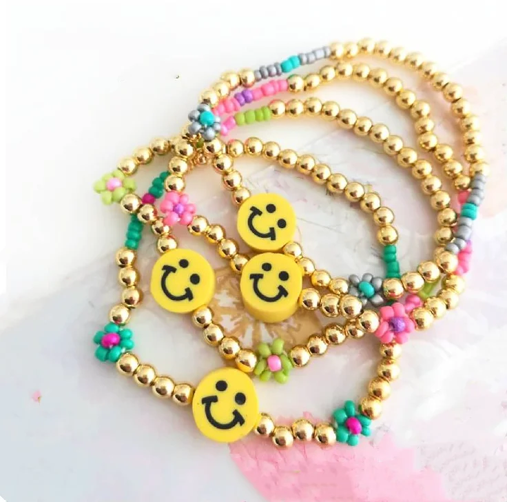 Boho Rainbow Color copper Beads Smile happy Face Beads Bracelets for Women Colorful Bead Bracelets Jewelry 
Boho Rainbow Color copper Beads Smile happy Face Beads Bracelets for Women Colorful Bead Bracelets Jewelry