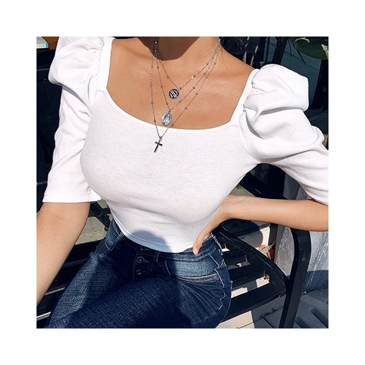 YH2065 Wholesale Cheap Puff Sleeve Sexy Knit Blank Crop Tops Blouse Half Sleeve Tops for Women, Picture color
YH2065 Wholesale Cheap Puff Sleeve Sexy Knit Blank Crop Tops Blouse Half Sleeve Tops for Women, Picture color