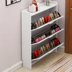 Space saving rotating narrow mdf wooden shoe cabinet custom size