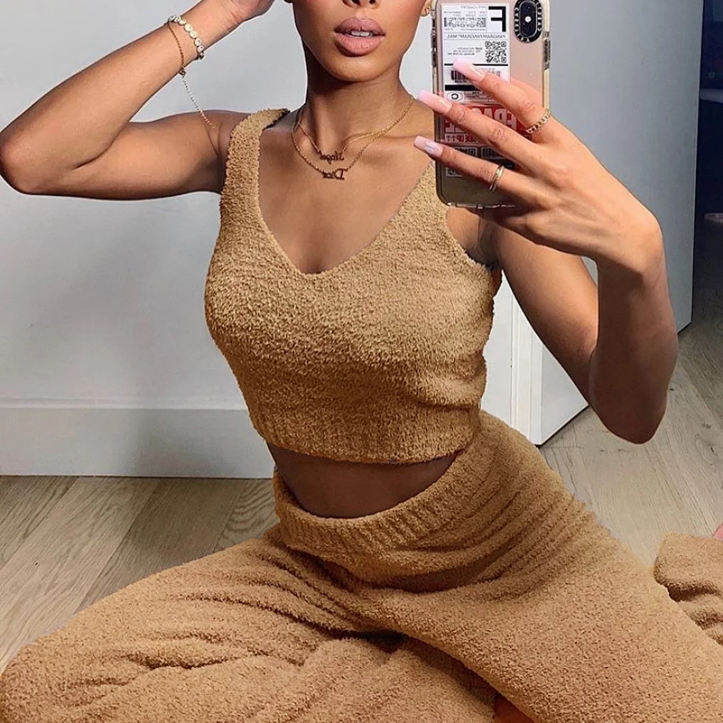 Fashion fleece set women crop top and pants sets casual two piece pants set women clothing outfit set 2020, 9color options
Fashion fleece set women crop top and pants sets casual two piece pants set women clothing outfit set 2020, 9color options
