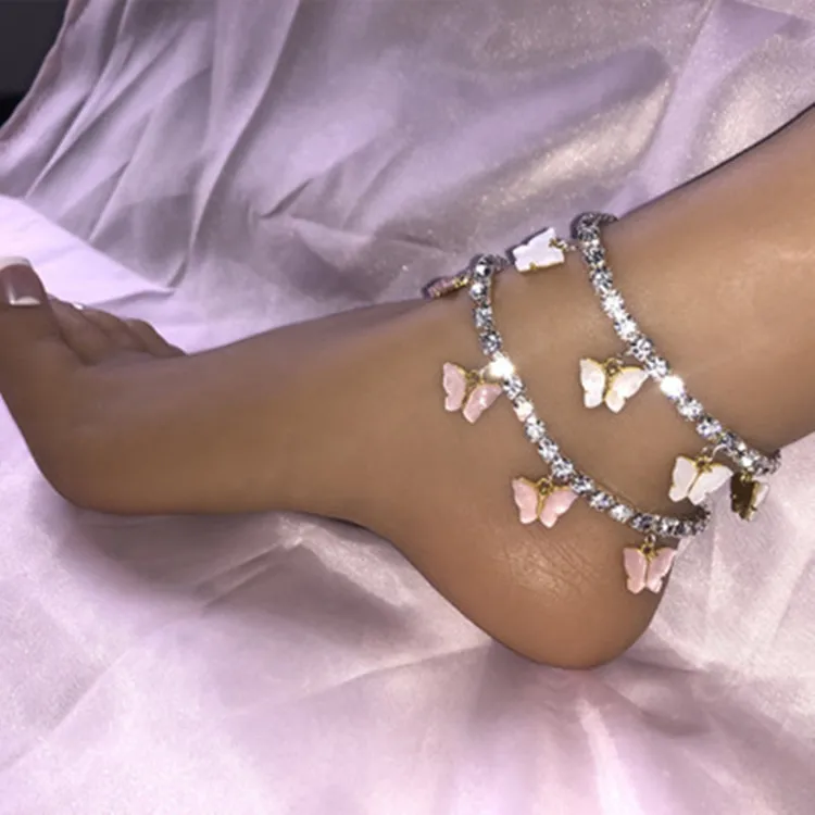 Hiphops Bling Crystal Rhinestone Tennis Chain Butterfly Pendants Ankle Bracelet Anklets Multicolor Diamond Butterfly Anklets
Hiphops Bling Crystal Rhinestone Tennis Chain Butterfly Pendants Ankle Bracelet Anklets Multicolor Diamond Butterfly Anklets
