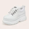 Wholesale Casual Shoes Ladies Chunky Heel Trainers Thick Soled White Women Platform Sneakers