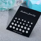 2019 hot sell Crystal zircon six claws ear studs earrings sets women 12 pairs