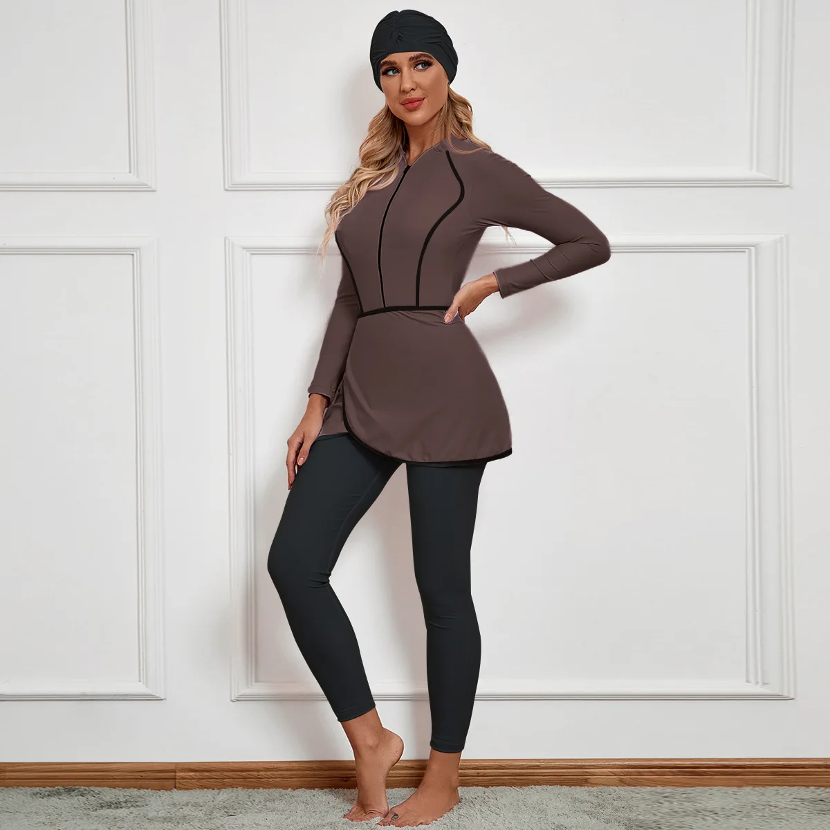 Wholesale 2023 borkini Muslim Long Sleeve Women's Swimsuit Solid Swimsuit 4-Piece Islamic women modest swimwear
Wholesale 2023 borkini Muslim Long Sleeve Women's Swimsuit Solid Swimsuit 4-Piece Islamic women modest swimwear
