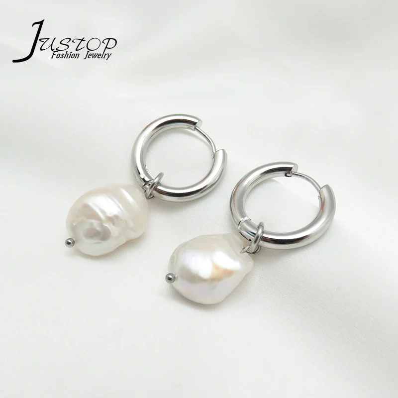 Jewelry Earring New Style Stainless Steel Real Freshwater Baroque Pearl Hoop Earrings For Women, As picture
Jewelry Earring New Style Stainless Steel Real Freshwater Baroque Pearl Hoop Earrings For Women, As picture