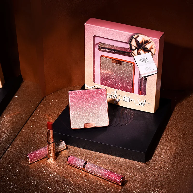 

xixi 228 makeup kit 9C eyeshadow+mascara+matte lipstick suit star shining bling makeup set birthday gift box valentine gift