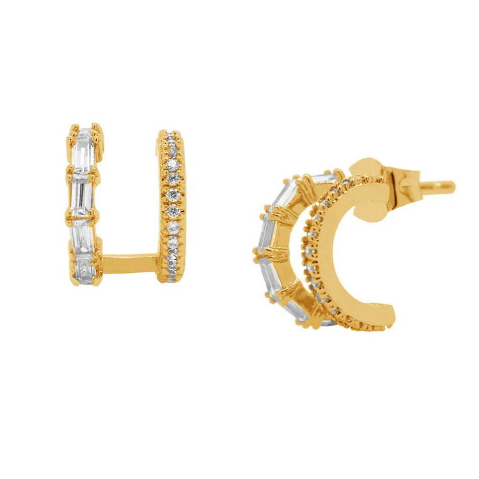 luxury jewelry 925 sterling silver earrings 18k gold plated double pave huggie earrings for women
luxury jewelry 925 sterling silver earrings 18k gold plated double pave huggie earrings for women