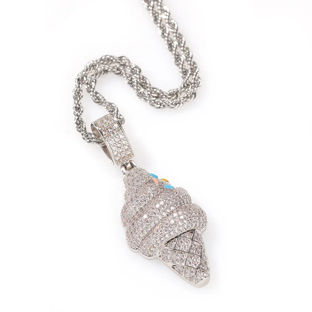 European And American New Cartoon Ice Cream Pendant Ins Niche Design Fashion Zircon Jewelry Cone Necklace Accessories Hiphop
European And American New Cartoon Ice Cream Pendant Ins Niche Design Fashion Zircon Jewelry Cone Necklace Accessories Hiphop