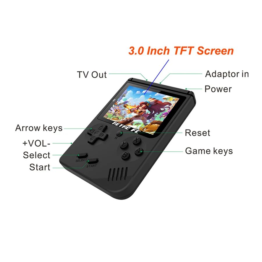 129 Mini Portable Game Console 8 bit Classic China Portable Handheld Game Players