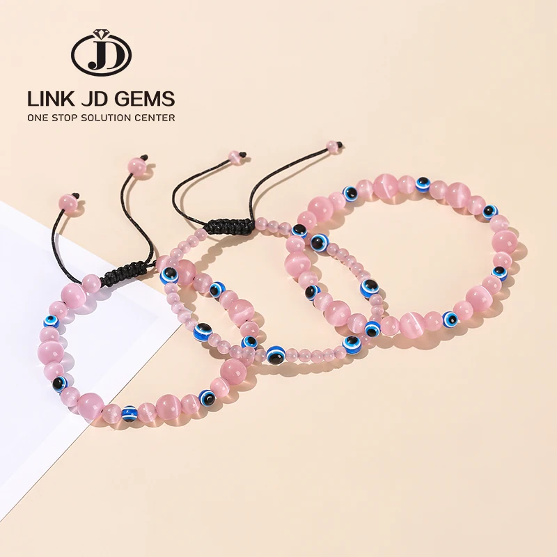 JD Wholesale Adjustable Blue Evil Eye Rope Kabbalah Protection Friendship Bracelet Pink Cat Eyes Stone Demon Eyes Bracelet
JD Wholesale Adjustable Blue Evil Eye Rope Kabbalah Protection Friendship Bracelet Pink Cat Eyes Stone Demon Eyes Bracelet