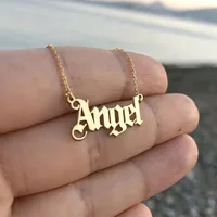 

letter necklace alphabet ANGEL gold old english font letters old english letter necklace jewelry