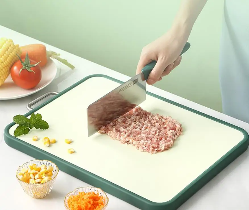 TY2022 OEM/ODM Kitchen gadgets Thickened Antibacterial PP 304 Stainless Steel Double Sided Cutting Board, Green
TY2022 OEM/ODM Kitchen gadgets Thickened Antibacterial PP 304 Stainless Steel Double Sided Cutting Board, Green