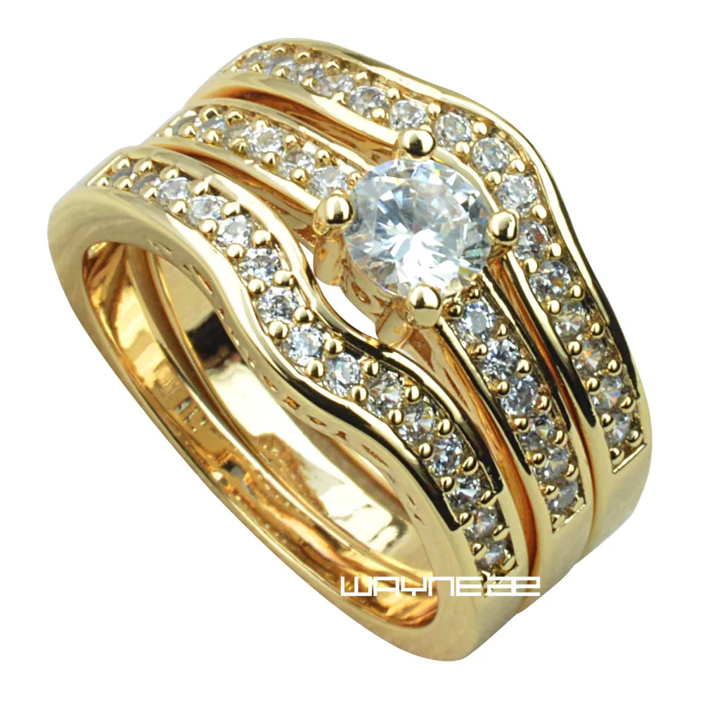 Ahappy 18k yellow Gold Vacuum plating engagement wedding rings set w/ crystal for women
Ahappy 18k yellow Gold Vacuum plating engagement wedding rings set w/ crystal for women