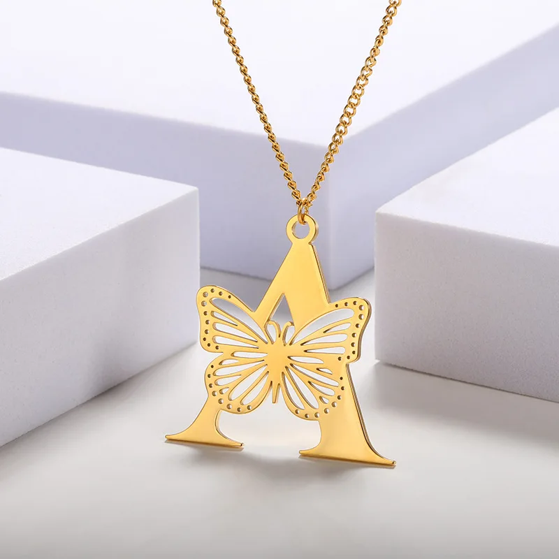 Hot-Sale 26 Initials Letter Pendant Necklace Stainless Steel Chain Dainty Big Butterfly Letters Necklaces
Hot-Sale 26 Initials Letter Pendant Necklace Stainless Steel Chain Dainty Big Butterfly Letters Necklaces