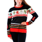 Women Knitted Xmas Jumper Crew Neck Long Sleeve Pullover Winter Grateful Dead Dancing Bears Tacky Ugly Christmas Sweater