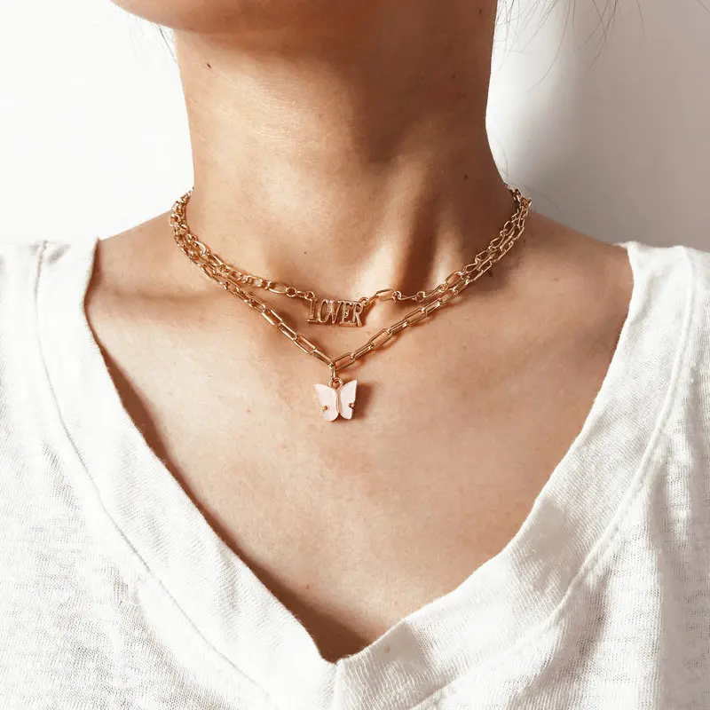 51372 Double layer acrylic butterfly necklace fashion lady pendant love letter butterfly necklace
51372 Double layer acrylic butterfly necklace fashion lady pendant love letter butterfly necklace