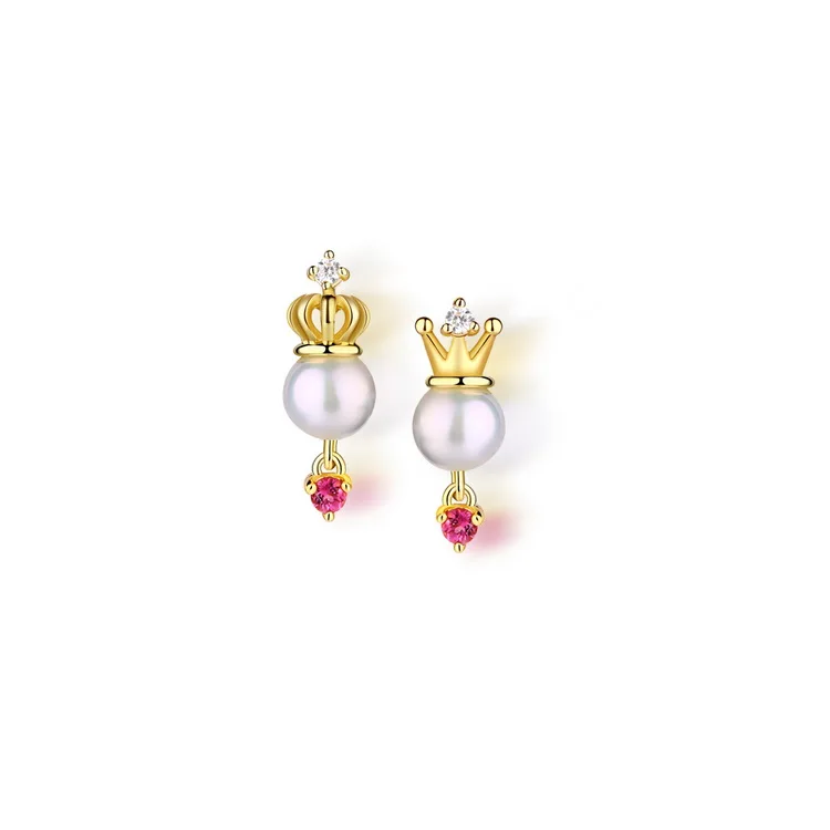 Asymmetric gold plating silver earrings crown hanging freshwater pearl earrings, Picture
Asymmetric gold plating silver earrings crown hanging freshwater pearl earrings, Picture