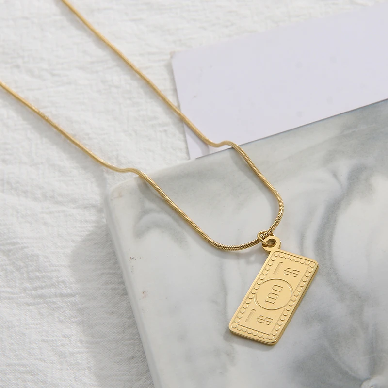 Factory Supply Nickel Free Round Snake Chain Dollar Sign Necklace Stainless Steel Pvd Gold Plated Jewelry
Factory Supply Nickel Free Round Snake Chain Dollar Sign Necklace Stainless Steel Pvd Gold Plated Jewelry