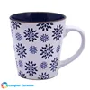 14ounce beautiful hollow out blue-and-white geometric patterns silkscreen painted gold-like rim ceramic coffee cups
