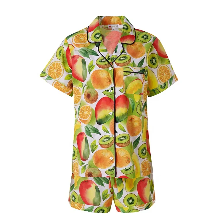 Pure 100% Combed Cotton Block Fruits Digital Print Women Home Sleep Wear Summer Woven Pajamas Ladies
Pure 100% Combed Cotton Block Fruits Digital Print Women Home Sleep Wear Summer Woven Pajamas Ladies