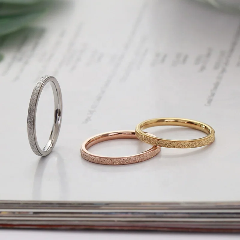 Thin 2MM jwellary band finger ring for Women bling Sandblast Stainless Steel Wedding Bands anel anillo couple Lovers rings
Thin 2MM jwellary band finger ring for Women bling Sandblast Stainless Steel Wedding Bands anel anillo couple Lovers rings