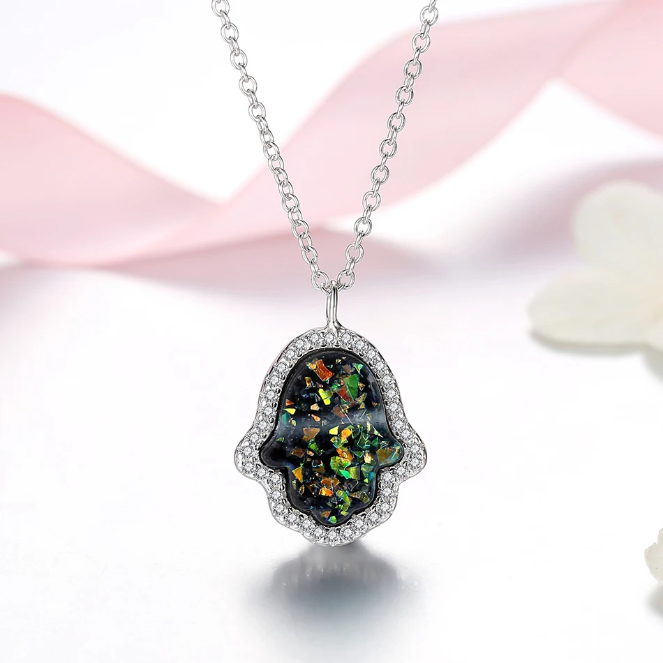 Trendy Style Opal Hamsa Hand Necklace 925 Sterling Silver Pendant Necklace for Woman Gifts
Trendy Style Opal Hamsa Hand Necklace 925 Sterling Silver Pendant Necklace for Woman Gifts